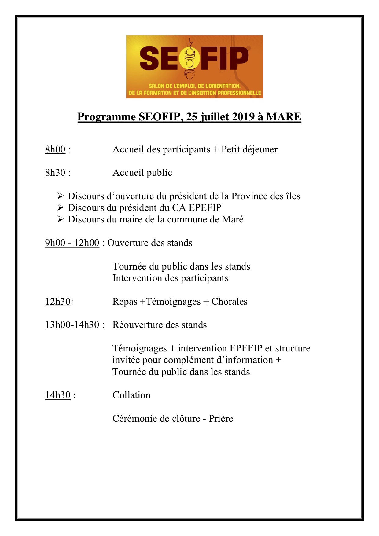 Programme SEOFIP 2019