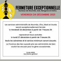 fermeture exceptionnelle