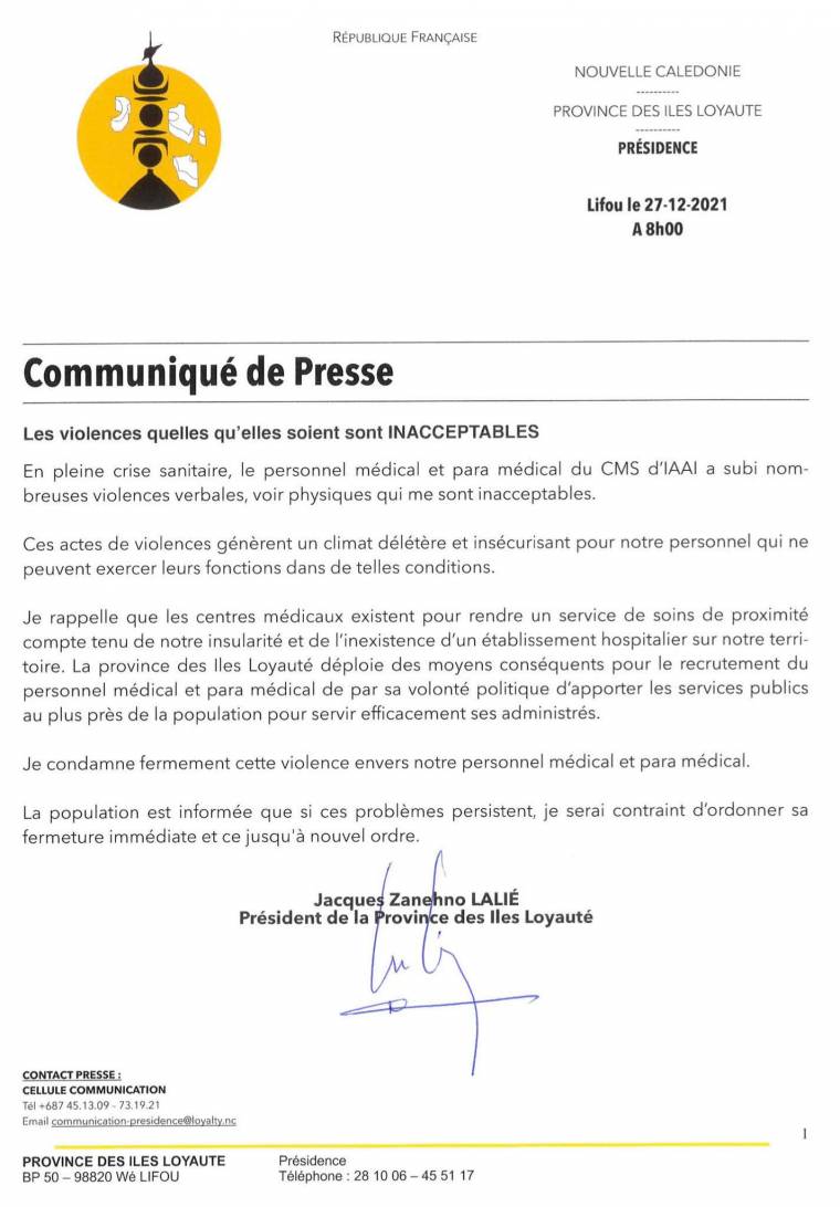 communiqué de presse